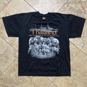 Joligolf Thailand Kingdom of Elephants Graphic Print T-Shirt‎ Black Large